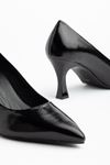 Kadın Siyah Rugan Hakiki Deri Sivri Topuklu Stiletto   