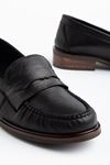 Kadın Siyah Klasik Hakiki Deri Loafer Ayakkabı  