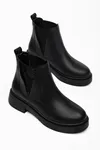 Alba Kadın Siyah Cilt Taş Detaylı Günlük Kalın Tabanlı Bot 