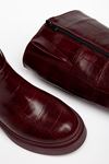Kadın Bordo Crocodile Cilt Fermuar Detaylı Günlük Çizme