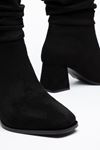 Helmi Kadın Siyah Süet Büzgülü Küt Burun Topuklu Çizme